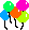 Animation 5 kleine Luftballons mit Schnur wechseln die Farben hin und her