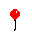 Animation 2 kleine Luftballons grün und rot mit Schnur bewegen sich hin und her