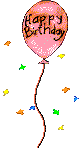 Animation pinker Luftballon mit Happy Birthday und fallendem Konfetti