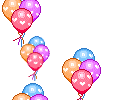 Animation 4 Bündel von bunten Luftballons mit kleinen Herzen fliegen durchs Bild nach oben