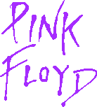 Animierter bunter Schriftzug Pink Floyd Worte stehen untereinander