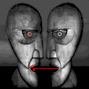 Animation Pink Floyd Division Bell Metallskulpturen kommunizieren per rotem Pulse miteinander
