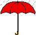 Animation geöffneter roter Regenschirm hält Regen ab