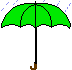 Animation geöffneter grüner Regenschirm hält Regen ab