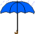 Animation geöffneter blauer Regenschirm hält Regen ab