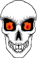 Animation Totenkopf mit brennenden orangen Augen
