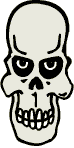 Animierter lachender hoher schmaler Totenkopf