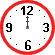 Animierte rote Wanduhr 12 Uhr mit laufendem Minutenzeiger