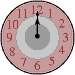 Animierte rot graue Wanduhr mit laufendem Minutenzeiger