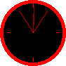 Animierte rote Wanduhr mit schnell laufendem Sekundenzeiger