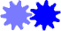 Animation 2 blaue Zahnräder gleicher Größe laufen ineinander
