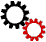 Animation 2 Zahnräder schwarz rot laufen ineinander