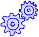 Animation 2 blaue Zahnräder unterschiedlicher Größe laufen ineinander