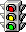 Verkehrsampel die alle 3 Farben zeigt