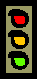 Verkehrsampel die alle 3 Farben zeigt