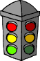 Verkehrsampel 2 Seiten sichtbar die alle 3 Farben zeigt
