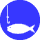 Fisch vor Angelhaken blau weiss