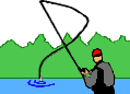 Angler mit ausgeworfener Angelrute