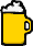 einfacher gelber Bierkrug gefüllt mit Schaumkrone