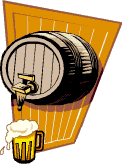 Bierfaß, darunter 1 voller Bierkrug