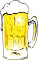 großer Glaskrug voller goldgelbem Bier mit Schaumkrone