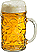 Glashumpen voller goldgelbem Bier mit Schaumkrone (eine Maß Bier)