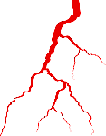 Blitz mit Ästen rot