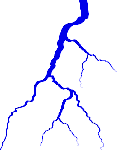 Blitz mit Ästen blau