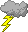 gelber Blitz unter grauer Wolke