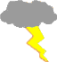 Blitz gelb unter grauer Wolke