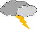 Blitz orange unter 2 Wolken