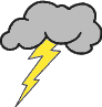 Blitz gelb unter grauer Wolke