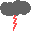roter Blitz unter dunkelgrauer Wolke