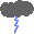 blauer Blitz unter dunkelgrauer Wolke