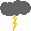 oranger Blitz unter dunkelgrauer Wolke