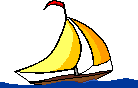 Segelboot brauner Rumpf mit gelben Segeln