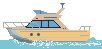 Motorkajütboot Rumpf beige in Fahrt