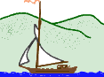 Segelboot brauner Rumpf vor Bergkulisse