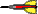 1 kurzer rot gelber Dartpfeil Spitze links