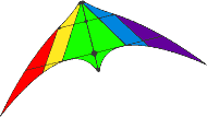 Deltadrachen in Regenbogenfarben