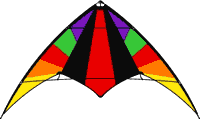 Deltadrachen in Regenbogenfarben