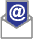 Briefumschlag und Karte mit at-Symbol weiß blau