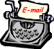 Schreibmaschine mit eingespanntem Papier und Schriftzug E-mail