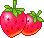 2 hellrote Erdbeeren nebeneinander