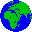 Erdkugel grüne Landmasse blaue Wasserfläche mit Europe, Asien und Afrika