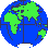 Erdkugel grüne Landmasse blaue Wasserfläche mit Erdraster mit Afrika, Europe und Asien