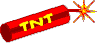 rote TNT-Dynamitstange mit brennender Lunte
