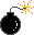 runde schwarze Bombe mit brennender Lunte