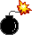 runde schwarze Bombe mit brennender Lunte
