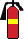 roter gelber stehender Feuerlöscher Pulverlöscher mit Griff und Schlauch